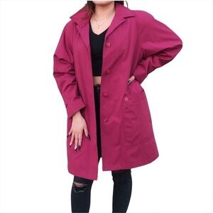 London Fog Burgundy Trench Coat Double Breasted Winter Gossip Girl New York